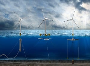 A photo-realistic graphic showing offshore wind turbines.